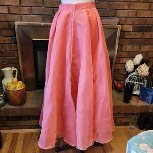 Watters & Watters Pink Coral Taffeta Skirt Fairy Whimsy Castlecore Sz 12  Layers